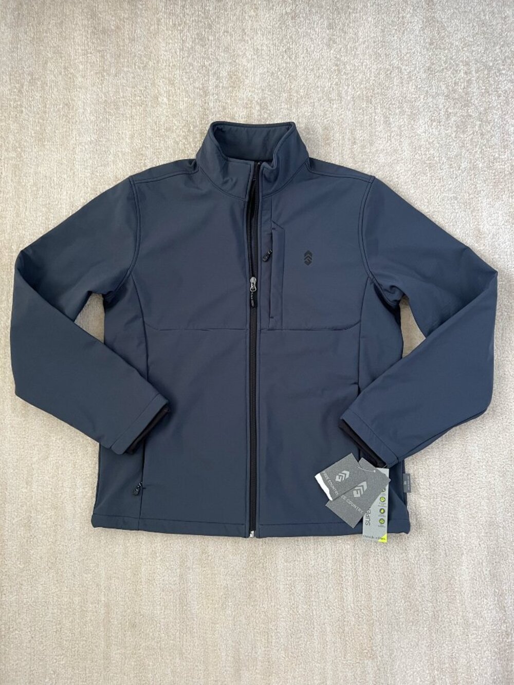 NWT Free Country Men's Lanier Super Softshell Zip Up Jacket M Blue